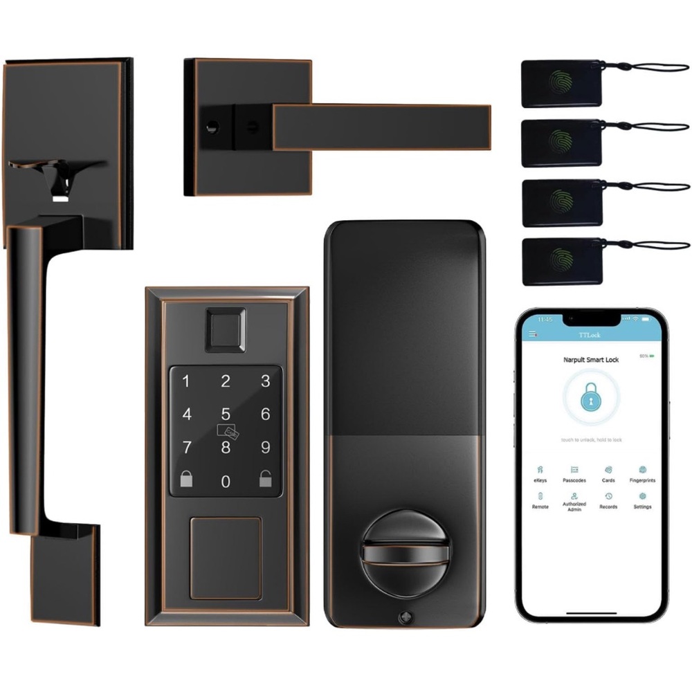 Narpult Smart Door Lock. Keyless Entry Deadbolt& Handle Fingerprint Electronic!